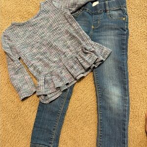 Toddler girls Ruffled Top and Jeans Set size 4T